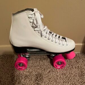 White Roller Skates with Pink Wheels
